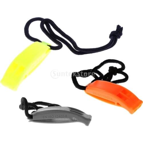 3pcs/set Marine Diving Emergency Survival Clip-on Ultra Loud 2-chamber Safety Whistles with Lanyard for Boating Outdoor Hiking