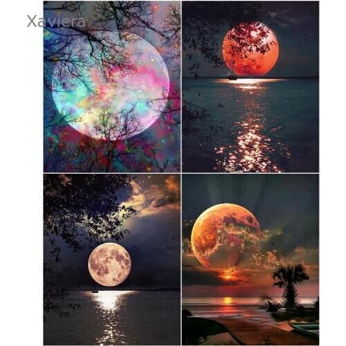 5D Diamond Embroidery Lakeside Dream Moon Full Diamond Painting Rhinestone Cross Stitch Kit Home Decoration Handmade Products