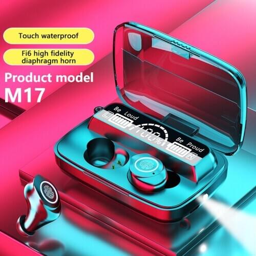 M17 TWS Wireless Bluetooth 5.0 Waterproof Touch Control Active Noise Reduction CVC8.0 Earphones LCD Screen Power Digital Display