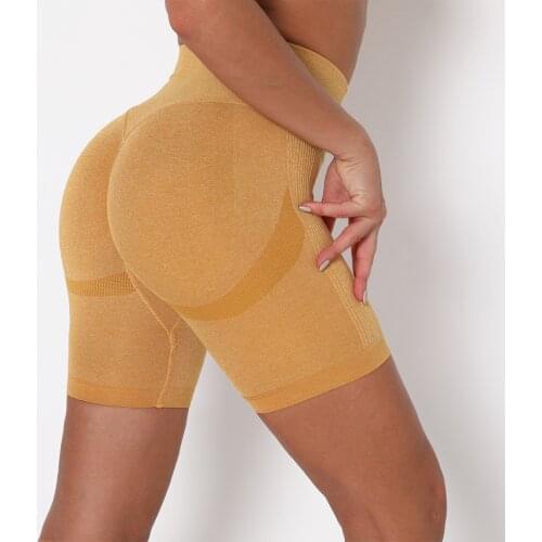 Seamless knitted high waist hip sports shorts womens slim yoga pants quick-drying training fitness pants women womens leggings