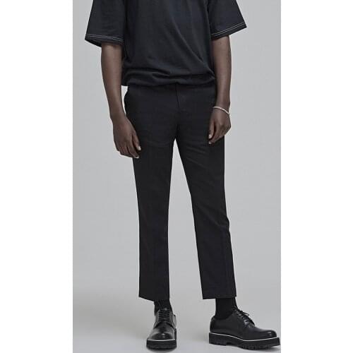 Mens suit pants straight tube nine drop feeling small trousers casual leg pants Korean fashion summer slim pants trend