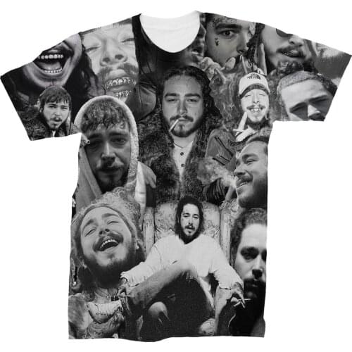 2021 Post Malone Black And White Photo Collage T-Shirt Funny Printed High Quality Men WOMEN Printed 3D T Shirt
