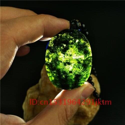 Black Pendant Natural Chinese Amulet Jade Jewelry Men Green Necklace Dragon Phoenix Carved Gifts Accessories Charm Obsidian for