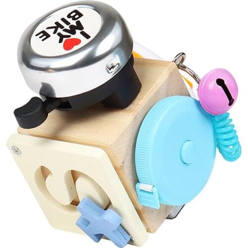 Wooden Busy Cube Develop Montessori Training Learning Sensory Toy for Child