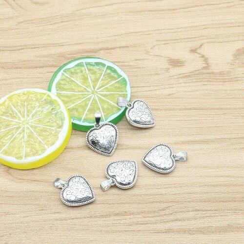 Kids Charms for Jewelry Making, 3PCS Zinc Alloy Love Heart Shape Pendant, Double-sided Engraved Metal Supplies, DIY Accessories