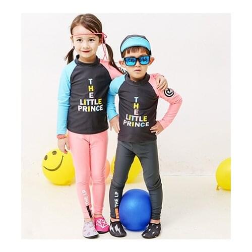 Children Two Pieces Swimsuit Kids Baby Girls Swimwear Boys Long Sleeve Surfing Wear Bathing Suit Baby Sandy Rash Guard 2-10Y