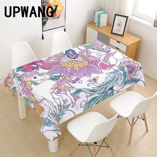 Fantasy Unicorn Animal Tablecloth 3D Printed Table Cover Rectangular Tablecloth Wedding Birthday Party Kitchen Home Decor