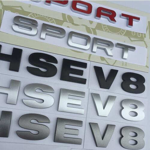 Glossy Black Matte Silver Red Letters Emblem Badge for Land Range Rover SPORT V8 HSE Car Styling Rear Trunk Ellipse Logo Sticker