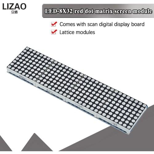 HT1632 Dot Matrix Driver with MCU Lattice-Breakout board LED HT1632C Module 8X32 Red Dot-matrix Screen 2.4V-5.5V for MCU Control