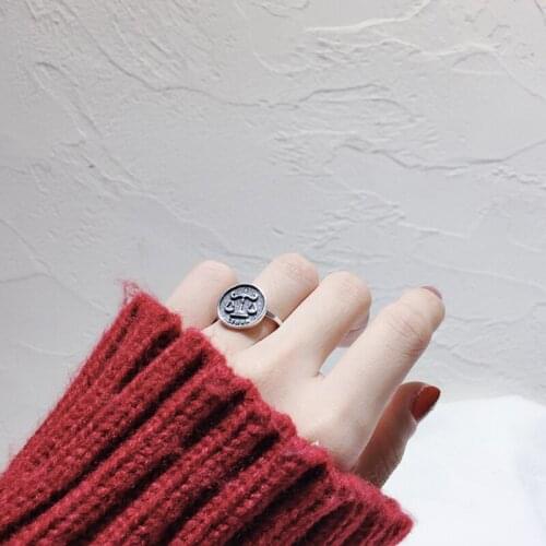 Korean fashion retro twelve constellation ring retro tide open ring men and women couple simple jewelry