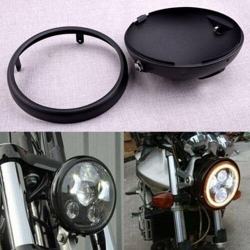 Matte Black 7 Inches LED Headlight Mounting Housing Bucket Metal for Universal Motorcycles