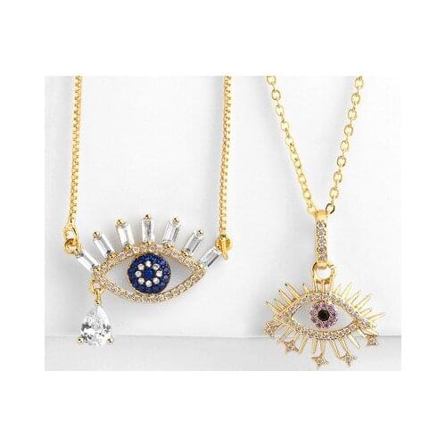 Fashion Charming Gothic Eyeball Vintage Punk Devil Eyes Pendant Necklace-Copper Evil Eye Necklace Turkey Jewelry Gifts 2021New