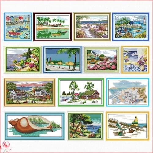 Seaside landscapes Cross Stitch Kit DIY Pattern Embroidery Kit 11CT 14CT Needlework Sets Sewing Kit Home Decoration Crafts Gift