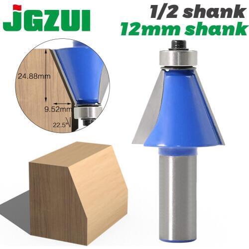 1pcs Set12mm Shank 1/2" shank Chamfer Router Bits 22.5 Degree Milling Cutter for Wood Woodorking Bit Machine Tools