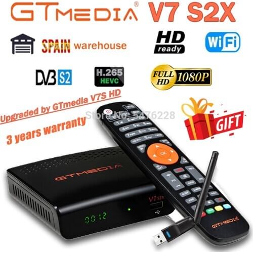 Newest Satellite Decoder GTmedia V7 S2X With USB WIFI Upgraded by GTmedia V7S HD H.265 1080P No app include Freesat V7