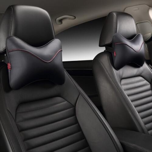 New Car headrest with cervical leather neck pillow is suitable for BMW Benz A4L Audi A6 Q5,fit 95% cars