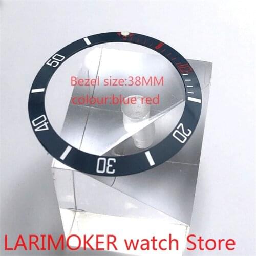 Brand new high quality 38mm blue red rotating glass bezel suitable for 40mm mens watch automatic winding