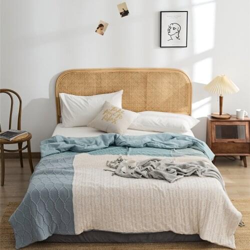 Cotton Yarn Knitted Summer Quilts For Beds Single Double Bed 150*200CM / 200*230CM Summer Blankets