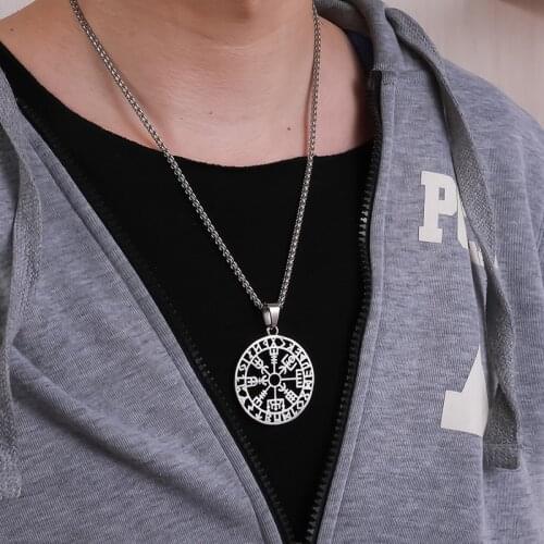 Fine Hand-made Nordic Viking National Style Bodyguard Hollow Rune 316L Stainless Steel Mens and Womens Accessories Necklace