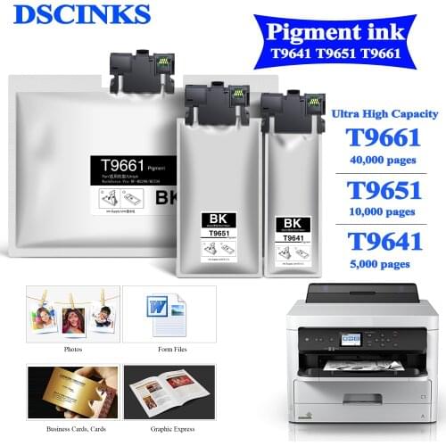780ML T9661 BK ink For T9661 European machine For Epson WorkForce Pro WF M5299 M5799 printer ink bag with chip and pigment ink