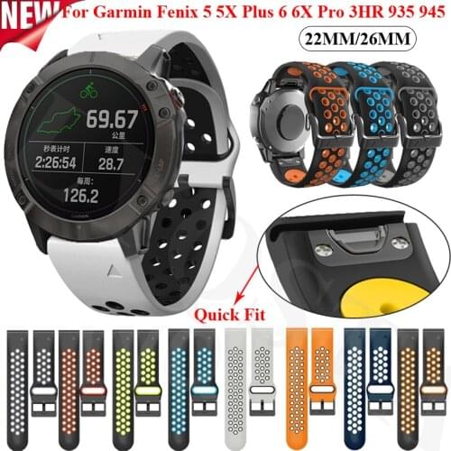 22 26MM Sport Silicone Watch Straps Band Quick Release Bracelet For Garmin Fenix 6X 6 Pro 5X 5 Plus 3HR 935 945 Wristband Correa