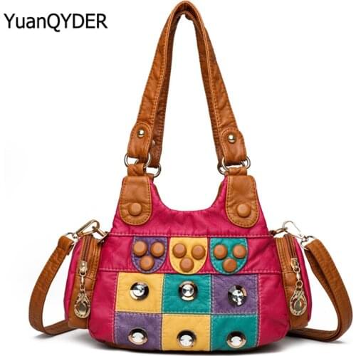 Luxury Designer Diamond Design Ladies Shoulder Bag High Quality PU Leather Women Messenger Bags Panelled Design Womens Handbag