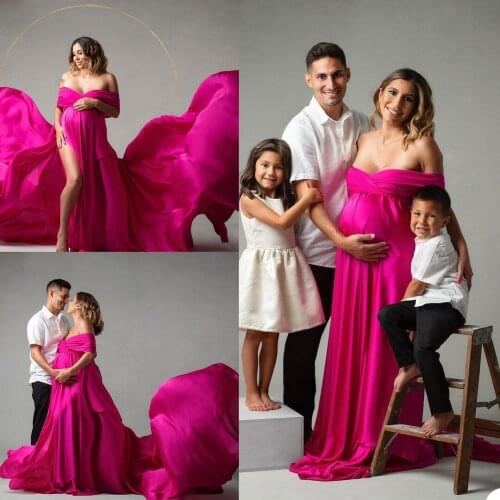 Luxury Customised Sexy Maternity Dresses Off Shoulder Sweep Floor Gown for Photoshoot Boudoir Robe Bathrobe Nightwear