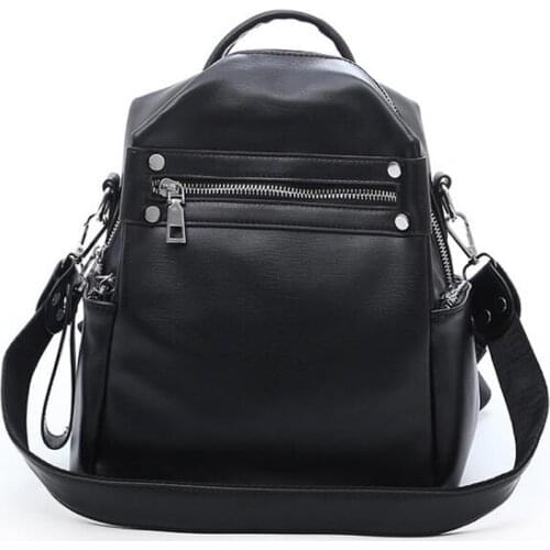 2021 New Womens Leather Backpack Nylon Cloth Zipper Small Bagpack Casual School Bags for Teenage Girls Travel Back Pack DG383