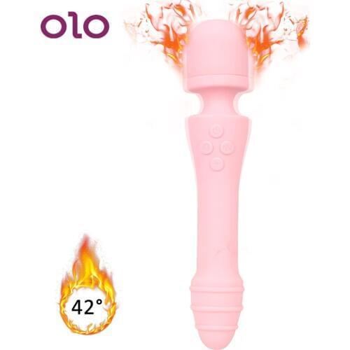 OLO Heating Dildo Vibrator Double Vibration 7 Speed Sex Toys For Women Lesbian G spot Massage Clit Stimulator AV Magic Wand