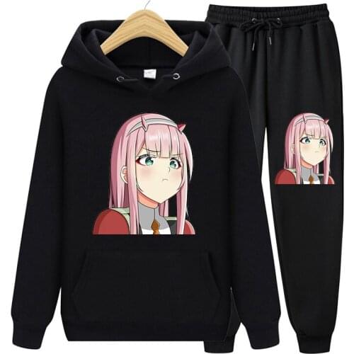 Anime Darling In The Franxx Zero Two Oversized Hoodie Anime Clothes Harajuku Casual Streetwear Sweatshirts Women Black Hoodies