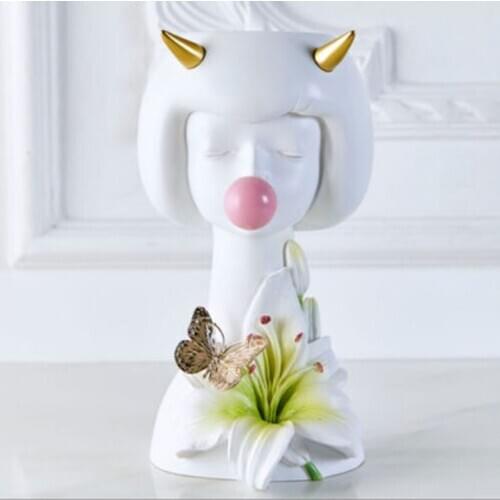 Flowerpot Resin Flower Vase Water Cultivation Planter Desk Plant Container Mini Ornament Home Decor (Little Witch)