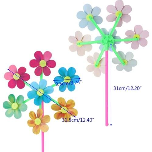Flower Pattern Spinner Wind Windmill Kids Children Toys Garden Yard Decoration