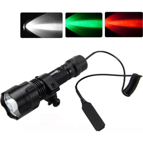 Waterproof 2500lm XML T6 LED Tactical Flashlight Lamp Torch Rifle Mount Hunting Light+Pressure Switch+Mount
