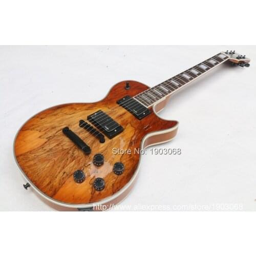 High quality custom shop antique natural LP electric guitar,Black hardware LP custom guitarra,Free shipping