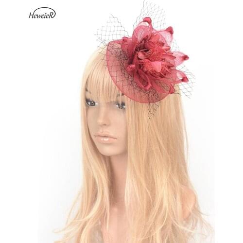 Women Girl Bridal 7color Fascinator Handmade Flower Hat Church Hair Clip Cocktail Races Headdress Party Wedding Accessory