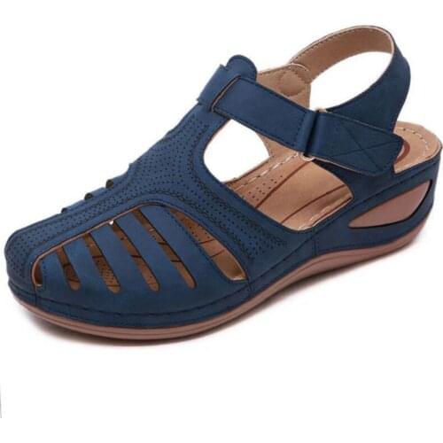 2021 New Women Sandals Vintage Wedge Sandals Buckle Casual Sewing Women Shoes Female Ladies Platform Retro Sandalias Plus Size