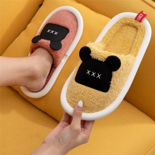 Winter Anime Ladies Shoes for Women 2021 Home Fashion Fluffy Indoor Slippers Platform Kawaii Cute Furry Shoes House Fur Slides