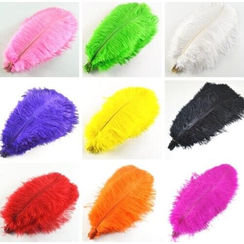 10Pcs 35-40 CM cheap colored ostrich feathers For Crafts Hotel Party wedding decoration plumes White Black Feather ostrich pluma