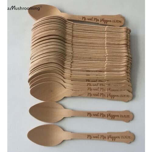 100pc Espresso Spoon Vintage Coffee Mini Wooden Barista Spoons Personalized for COFFEE BAR 12cm Wood Professional Logo