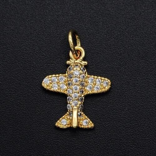 12x14mm CZ Zircon DIY Jewelry Airplane Charm Pendant Wholesale Bracelet Making Charm Jewellwery Finding Supplies