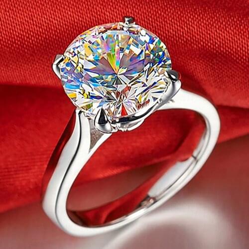14K Au585 White Gold Women Ring Moissanite Diamonds 1 2 3 4 5 Carat Round Wedding Party Engagement Anniversary Ring Trendy