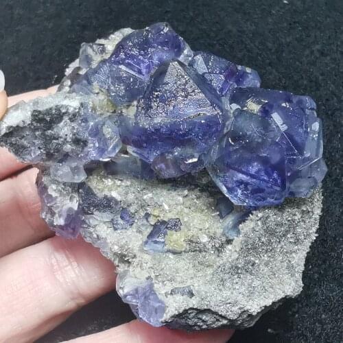 15.4gNatural rare polyhedral purple Fluorite Crystal Cluster mineral specimen stone home decoration HEALING CRYSTAL QUARTZ GEM
