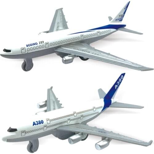 2Pcs Mini Simulation 777 A380 Pull Back Aircraft Airplane Model Collectible Toy