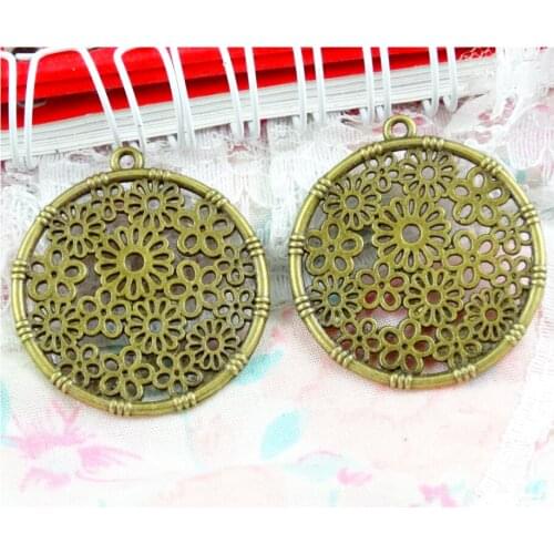 20pcs 32*34MM Flower Charms Antique Bronze Plated Retro Necklace Bracelet Pendants for Diy Jewelry Making Accessories