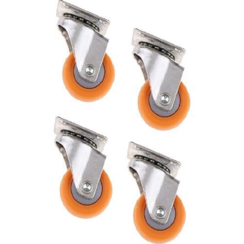 4 Pcs 1.5inch Orange Nylon 360 Degree All Swivel Caster Wheels Plate Caster For Trolleys with Mounting Plate