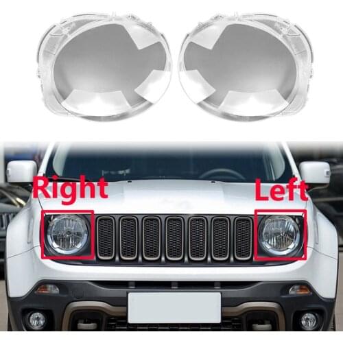 For Jeep Renegade 2016-2018 Left+Right Headlight Shell Lamp Shade Transparent Lens Cover Headlight Cover