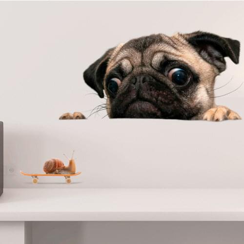 Home Decor 3D fun dog and cat stickers on the wall Bathroom toilet decoration sticker animal drawing vinyl Art Sticker Poster