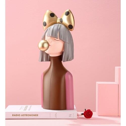 European Bubble Bowknot Girl Resin Accessories Cabinet Hotel Sculpture Decoration Home Livingroom Desktop Furnishings Ornaments