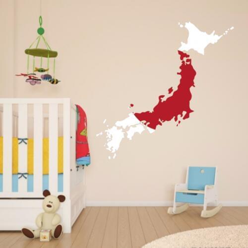 Flag Map of Japan Mural Map Flag Art Wall Vinyl Sticker Custom Home Decor Wedding PVC Wallpaper