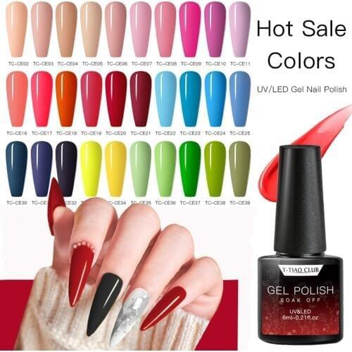 T-TIAO CLUB 6ml Color Gel Polish Top UV LED Nail Gel Nail Art Varnish Hybrid Soak Off Long Lasting Nail Paint Gel Polish Gellak